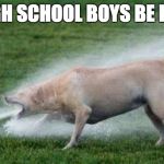 Thirsty Dog | HIGH SCHOOL BOYS BE LIKE | image tagged in thirsty dog | made w/ Imgflip meme maker