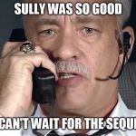 Sully Hanks | SULLY WAS SO GOOD; I CAN'T WAIT FOR THE SEQUEL | image tagged in sully hanks | made w/ Imgflip meme maker