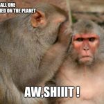 Rhesus monkeys | SIR SPACEBALL ONE JUST CRASHED ON THE PLANET; AW,SHIIIT ! | image tagged in rhesus monkeys | made w/ Imgflip meme maker