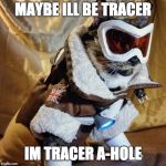 Overwatch Cat | MAYBE ILL BE TRACER; IM TRACER A-HOLE | image tagged in overwatch cat | made w/ Imgflip meme maker
