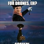 Mary Poppins Leaving | TOO WINDY FOR DRONES, EH? SORTED! | image tagged in mary poppins leaving | made w/ Imgflip meme maker