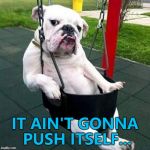 Doggo Week March 10-16 a Blaze_the_Blaziken and 1forpeace co-production... | IT AIN'T GONNA PUSH ITSELF... | image tagged in bulldog thug,memes,doggo week,dogs,animals | made w/ Imgflip meme maker