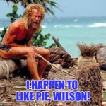 3.14 Happy Pi Day! | I HAPPEN TO LIKE PIE, WILSON! | image tagged in forest gump,pie | made w/ Imgflip meme maker