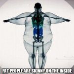Fat people | FAT PEOPLE ARE SKINNY ON THE INSIDE | image tagged in fat people | made w/ Imgflip meme maker