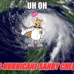 hurricane  | UH OH; IT'S HURRICANE SANDY CHEEKS! | image tagged in hurricane,spongebob,sandy cheeks,memes | made w/ Imgflip meme maker