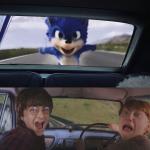 Sonic catching the car meme