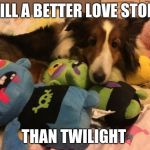 doggo week a 1forpeace and blaze_the_blaziken event  | STILL A BETTER LOVE STORY; THAN TWILIGHT | image tagged in dog snuggling with zombie | made w/ Imgflip meme maker