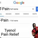 Full Name Google | T-Pain; T-Pain; Tyenol Pain Relief | image tagged in full name google | made w/ Imgflip meme maker