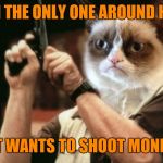 Shoot Monday!!! | AM I THE ONLY ONE AROUND HERE; THAT WANTS TO SHOOT MONDAY? | image tagged in grumpy cat,am i the only one around here,monday,memes,funny | made w/ Imgflip meme maker