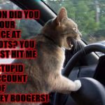 ROAD RAGE | HEY MORON DID YOU GET YOUR LICENCE AT BIG LOTS? YOU ALMOST HIT ME; YOU STUPID NO ACCOUNT BAG OF DONKEY BOOGERS! | image tagged in road rage | made w/ Imgflip meme maker