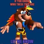 Consider it a general knowledge test. | IF YOU KNOW WHO THESE TWO ARE; LET ME KNOW | image tagged in banjo-kazooie | made w/ Imgflip meme maker