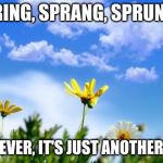 Spring | SPRING, SPRANG, SPRUNG.... WHATEVER, IT'S JUST ANOTHER DAY.... | image tagged in spring | made w/ Imgflip meme maker