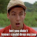 Got Your Jaw Dropped, Adam? | bet you didn't know i could drop my jaw | image tagged in adam sandler mouth dropped | made w/ Imgflip meme maker