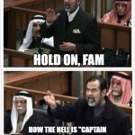 Saddam Hold on fam | HOLD ON, FAM; HOW THE HELL IS "CAPTAIN MARVEL" A "FIRST FEMALE HERO ACTION MOVIE" AND A REBOOT AT THE SAME TIME?? | image tagged in saddam hold on fam | made w/ Imgflip meme maker