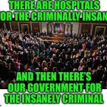 Both sides need to shape up | THERE ARE HOSPITALS FOR THE CRIMINALLY INSANE; AND THEN THERE’S OUR GOVERNMENT FOR THE INSANELY CRIMINAL | image tagged in rediculous,crazy,wth | made w/ Imgflip meme maker