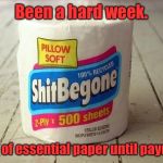 You don’t know how bad you need it until you run out of it. | Been a hard week. Out of essential paper until payday. | image tagged in trusted product,empty roll,hard week,payday coming | made w/ Imgflip meme maker