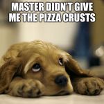 sad dog | MASTER DIDN’T GIVE ME THE PIZZA CRUSTS | image tagged in sad dog | made w/ Imgflip meme maker