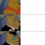 pooh tuxedo 3 panel meme