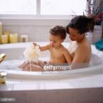 Mom and son bathtub