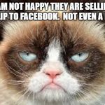 Selling IMGFLIP to facebook. | I AM NOT HAPPY THEY ARE SELLING IMGFLIP TO FACEBOOK.  NOT EVEN A LITTLE. APRIL FOOLS | image tagged in not funny,facebook problems,angry cat,imgflip | made w/ Imgflip meme maker