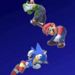 sonic beating up the mario bros