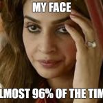 MOOD | MY FACE; ALMOST 96% OF THE TIME | image tagged in mood | made w/ Imgflip meme maker