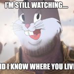 Thungus OG M3M3 | I'M STILL WATCHING.... AND I KNOW WHERE YOU LIVE... | image tagged in thungus og m3m3 | made w/ Imgflip meme maker