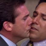 Michael and Oscar kissing