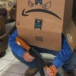 Angry Amazon Box with an AK-47 meme
