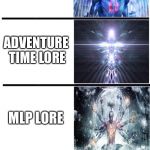 Expanding extreme brain | FORTNITE LORE; MIRACULOUS LORE; HALO LORE; DOCTOR WHO LORE; GRAVITY FALLS LORE; ADVENTURE TIME LORE; MLP LORE; REAL LIFE LORE; MEME LORE; BIONICLE LORE | image tagged in expanding extreme brain | made w/ Imgflip meme maker