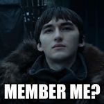 Bran Stark Season 8 | MEMBER ME? | image tagged in bran stark season 8 | made w/ Imgflip meme maker