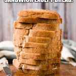 Bread | YOU CAN ADD ANYTHING TO A SANDWICH EXCEPT BREAD. BECAUSE THEN IT'S A LOAF. | image tagged in bread | made w/ Imgflip meme maker