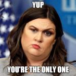 Sarah Sanders  | YUP; YOU'RE THE ONLY ONE | image tagged in sarah sanders | made w/ Imgflip meme maker