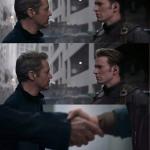 Tony and Steve handshake meme
