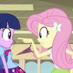 Fluttershy Points at Twilight