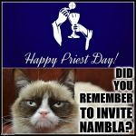 GRUMPY CAT | DID YOU REMEMBER; TO INVITE NAMBLA? | image tagged in grumpy cat | made w/ Imgflip meme maker