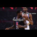 Kevin Durant shares a moment with Pat Beverly | the Russian winter; Napoleon | image tagged in kevin durant shares a moment with pat beverly | made w/ Imgflip meme maker