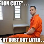 Felon--Feeling--Cute | "FELON CUTE" . . . . . . MIGHT BUST OUT LATER . . . IDK! | image tagged in posing inmate,felon cute,feeling cute,idk,work out,bust out | made w/ Imgflip meme maker