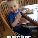 Barf baby | IF THIS KID BARFED; HE MUST OF GOT FULL OF KID CUISINE | image tagged in barf baby | made w/ Imgflip meme maker