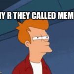 Why | WHY R THEY CALLED MEMES | image tagged in gifs,memes,funny,futurama fry,funny memes,dank memes | made w/ Imgflip video-to-gif maker