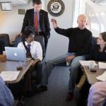 Joe Biden lecturing in a private jet