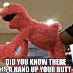 elmo | DID YOU KNOW THERE IS A HAND UP YOUR BUTT | image tagged in elmo | made w/ Imgflip meme maker