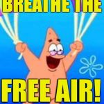 When you've tried boxers but you're still not free enough  ( :  "Spongebob Week" April 29th to May 5th an EGOS production | BREATHE THE; FREE AIR! | image tagged in patrick parachuting,boxers,commando,memes,spongebob week | made w/ Imgflip meme maker