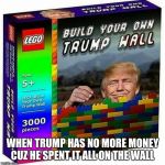 Trump Build a Wall | WHEN TRUMP HAS NO MORE MONEY CUZ HE SPENT IT ALL ON THE WALL | image tagged in trump build a wall | made w/ Imgflip meme maker