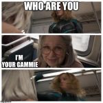 Captain Marvel punch | WHO ARE YOU; I’M YOUR GAMMIE | image tagged in captain marvel punch | made w/ Imgflip meme maker