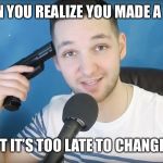 Neat mike suicide | WHEN YOU REALIZE YOU MADE A TYPO; BUT IT’S TOO LATE TO CHANGE IT | image tagged in neat mike suicide | made w/ Imgflip meme maker