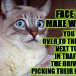 FACE YOU MAKE | THE FACE YOU MAKE WHEN; YOU LOOK OVER TO THE CAR NEXT TO YOU IN TRAFFIC & THE DRIVER IS PICKING THEIR NOSE. | image tagged in face you make | made w/ Imgflip meme maker