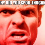 Angry man | WHY DID YOU SPOIL ENDGAME | image tagged in angry man | made w/ Imgflip meme maker