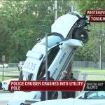 Memphis Police Car crashes into a utility pole