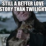 Mr Filch and Mrs. Norris the cat (at a dance) | STILL A BETTER LOVE STORY THAN TWILIGHT | image tagged in mr filch and mrs norris the cat at a dance | made w/ Imgflip meme maker